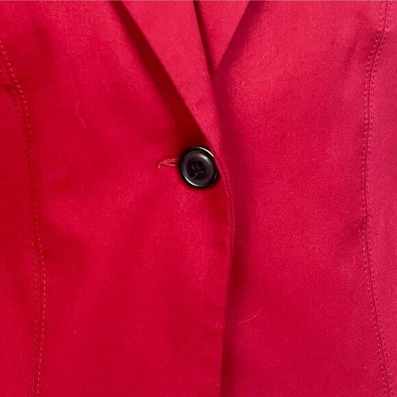 Red Fitted Blazer Jacket M Single Button Front Notch Lapel Holiday Work - Picture 3 of 12